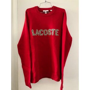 LACOSTE Mens Croco Magic Embroidery Wool Blend Sweater Red Size Large BRAND NEW!